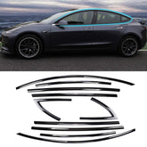 Model مجموعة حذف الكروم 3/Y لـ Teslaمجموعة أغطية النوافذ باللون الأسود اللامع غير اللامع (10 قطع) (2017-2023)